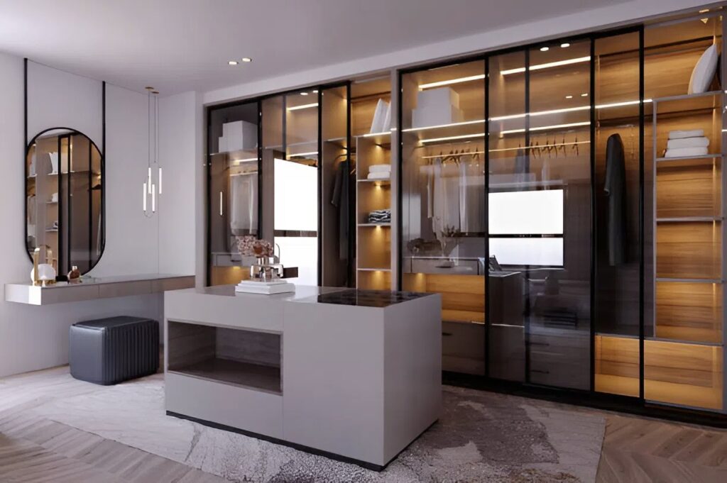 Retail with clean white walls and warm wood accents by an interior painter in Tampa, FL